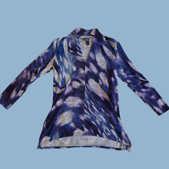 Clara Sun Woo long sleeve purple vibrant asymmetrical tunic top medium - Picture 1 of 13